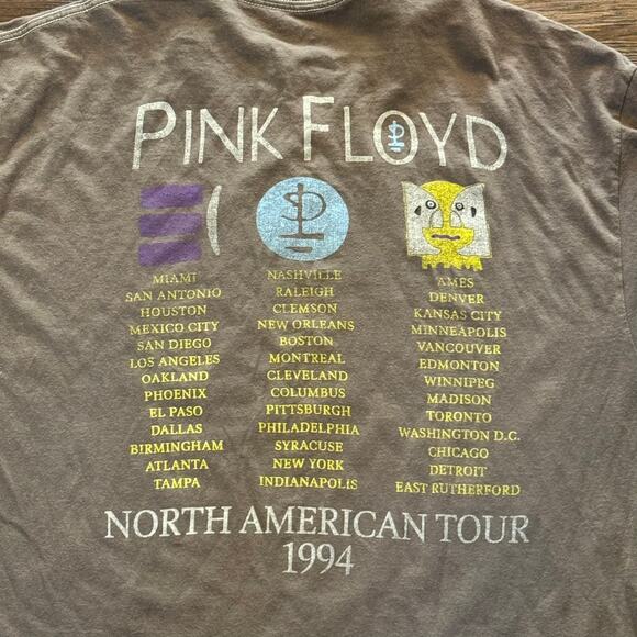 Pink Floyd Division Bell 1994 Tour Reprint Band Tee XL Brown - Picture 5 of 5